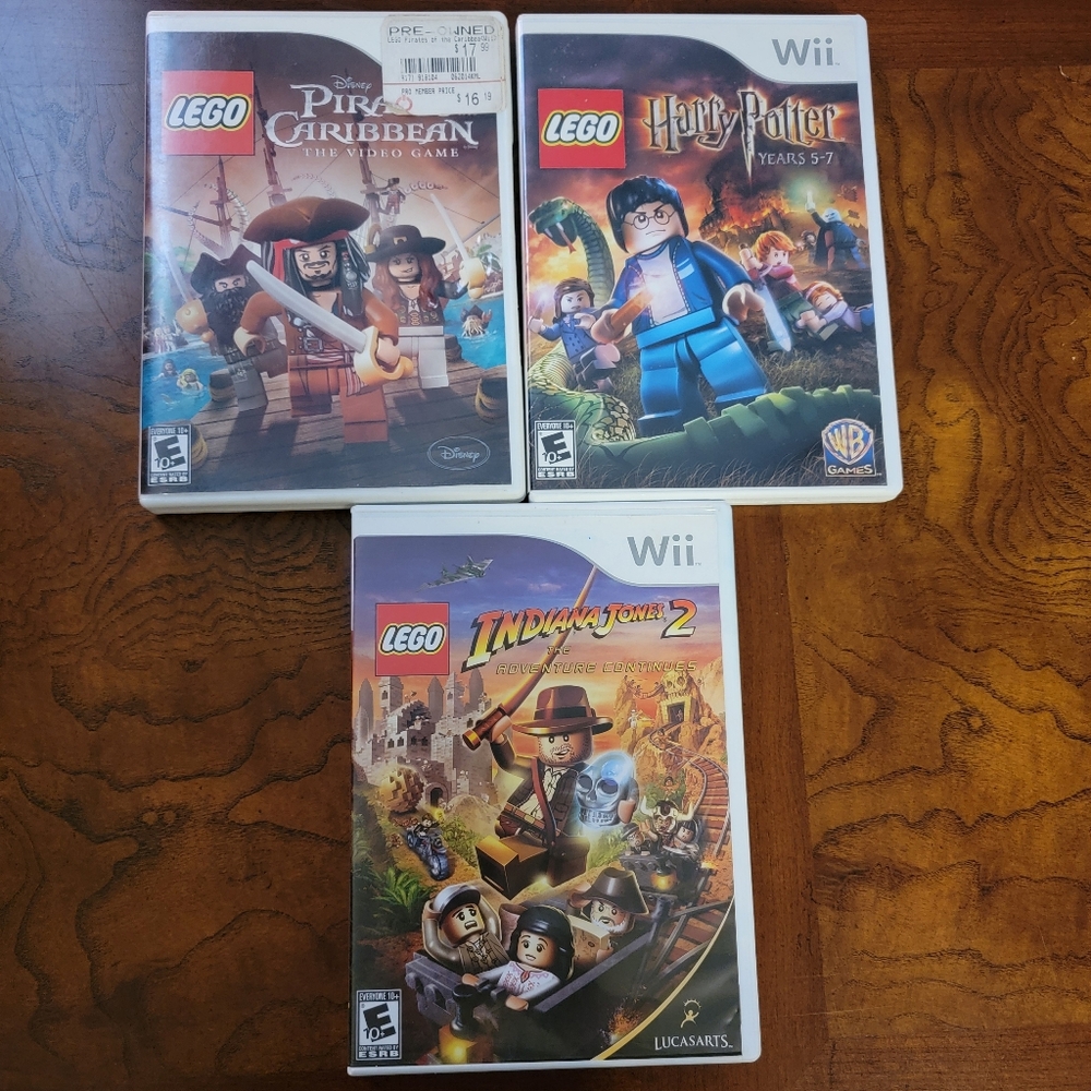 Nintendo Wii Game Lot Lego Harry Potter Indiana Jones Pirates of The Caribbean